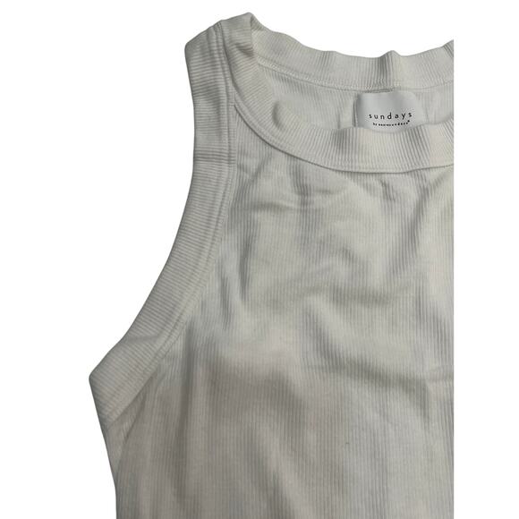 M2-53 SUNDAYS We Are Sundays Women's Crop Tank Top Ribbed Raw Hem White XS - Picture 4 of 6